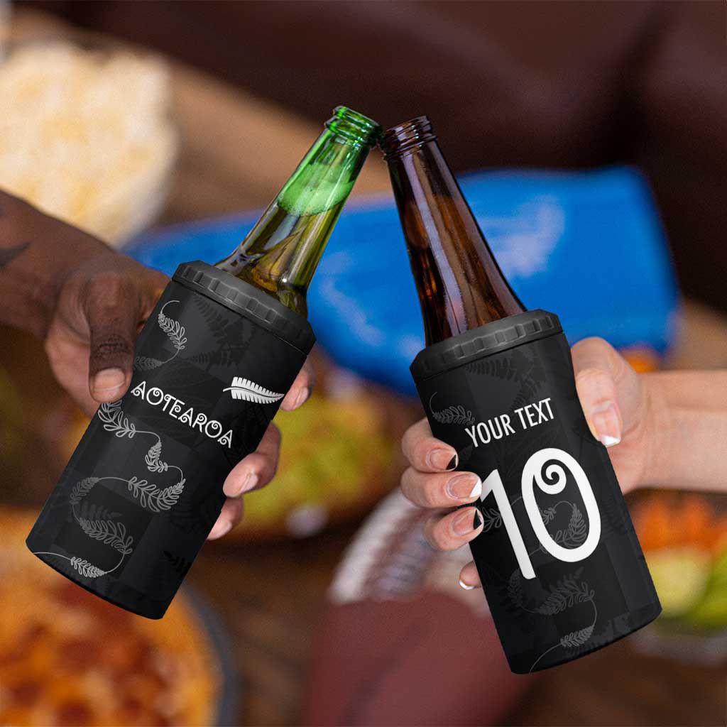 Custom New Zealand Rugby 4 in 1 Can Cooler Tumbler All Silver Ferns Blacks