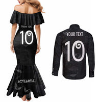 Custom New Zealand Rugby Couples Matching Mermaid Dress and Long Sleeve Button Shirt All Silver Ferns Blacks LT03 - Polynesian Pride