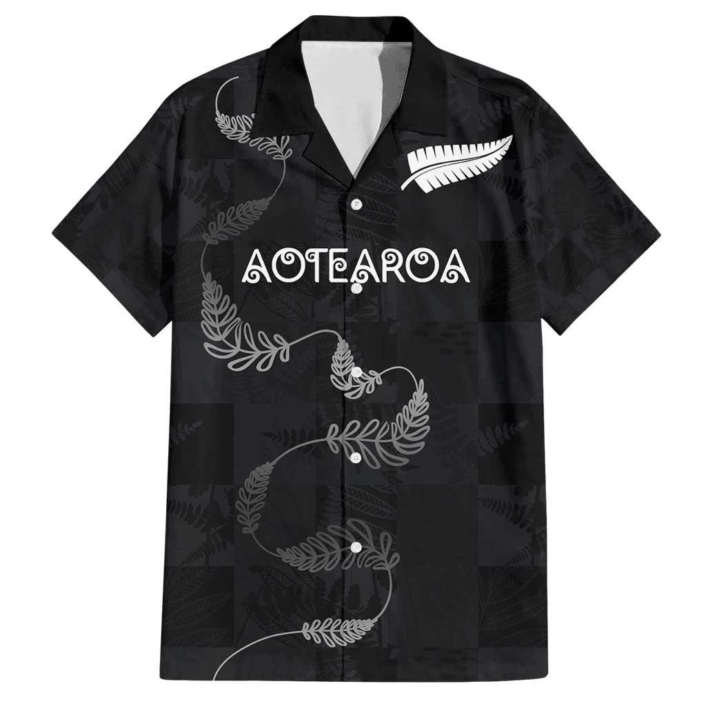 Custom New Zealand Rugby Family Matching Long Sleeve Bodycon Dress and Hawaiian Shirt All Silver Ferns Blacks LT03 Dad's Shirt - Short Sleeve Black - Polynesian Pride