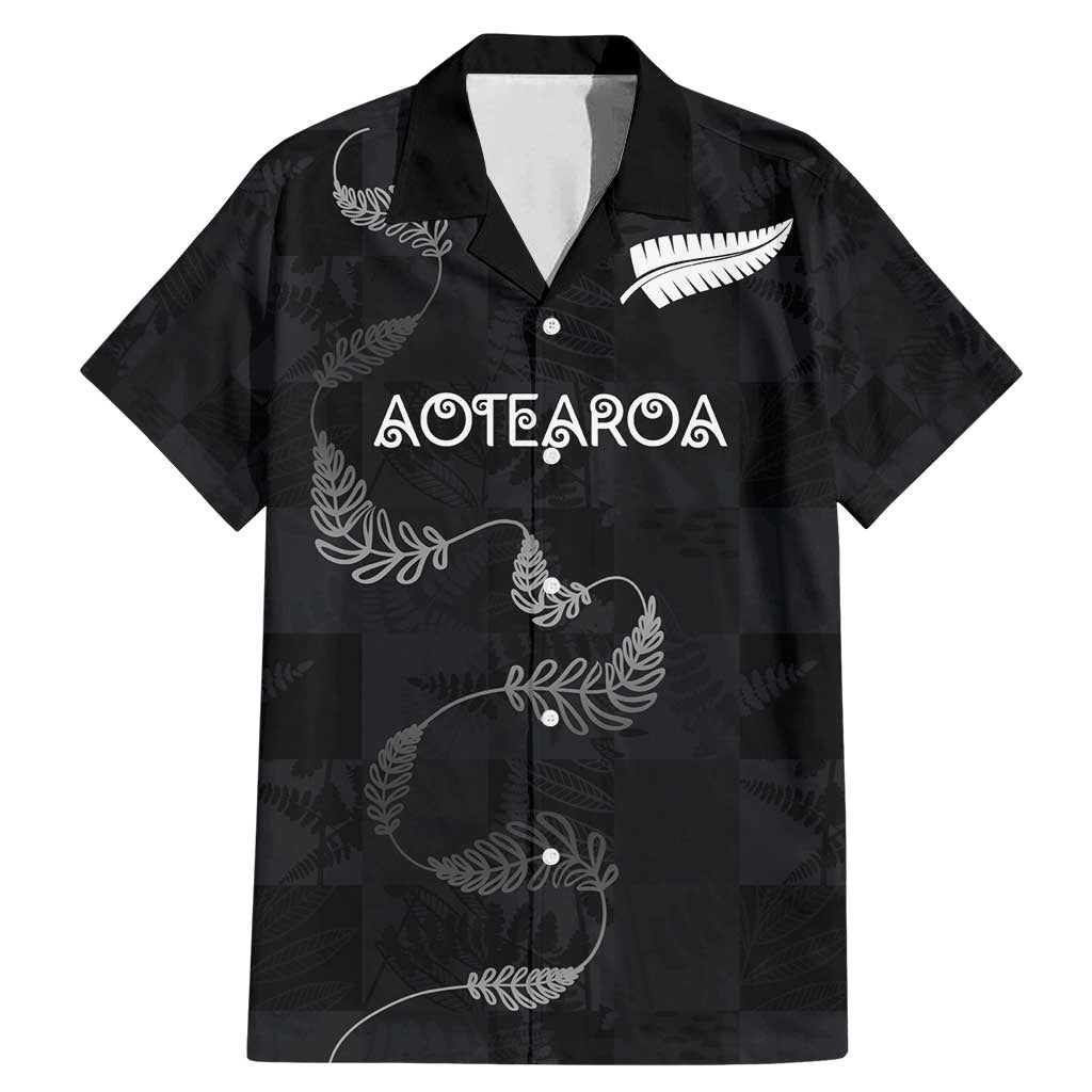 Custom New Zealand Rugby Family Matching Mermaid Dress and Hawaiian Shirt All Silver Ferns Blacks LT03 Dad's Shirt - Short Sleeve Black - Polynesian Pride