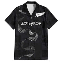 Custom New Zealand Rugby Family Matching Off The Shoulder Long Sleeve Dress and Hawaiian Shirt All Silver Ferns Blacks LT03 Dad's Shirt - Short Sleeve Black - Polynesian Pride