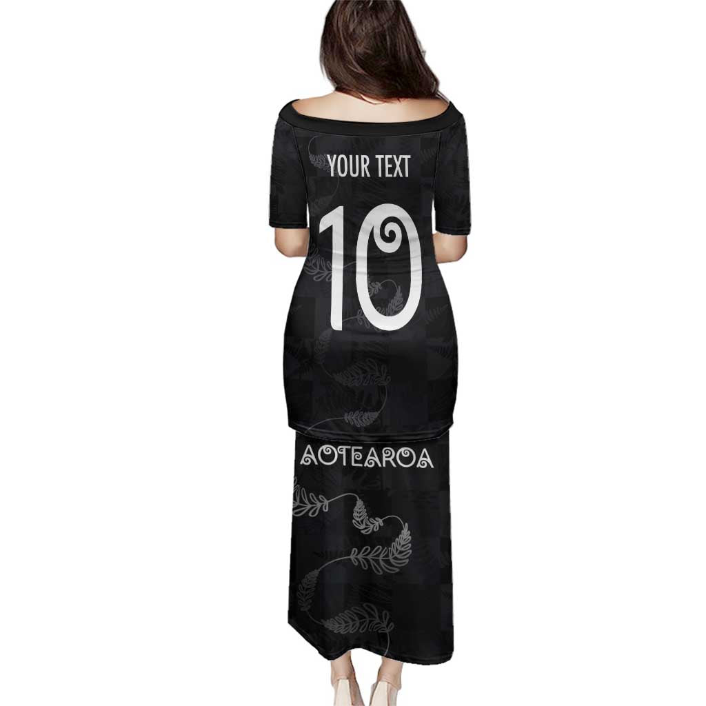 Custom New Zealand Rugby Family Matching Puletasi and Hawaiian Shirt All Silver Ferns Blacks LT03 - Polynesian Pride