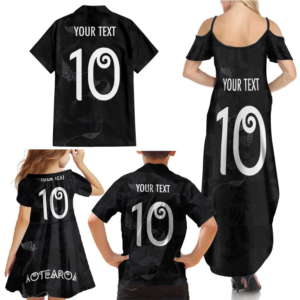 Custom New Zealand Rugby Family Matching Summer Maxi Dress and Hawaiian Shirt All Silver Ferns Blacks LT03 - Polynesian Pride