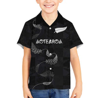 Custom New Zealand Rugby Family Matching Summer Maxi Dress and Hawaiian Shirt All Silver Ferns Blacks LT03 Son's Shirt Black - Polynesian Pride