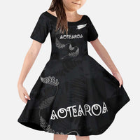Custom New Zealand Rugby Kid Short Sleeve Dress All Silver Ferns Blacks
