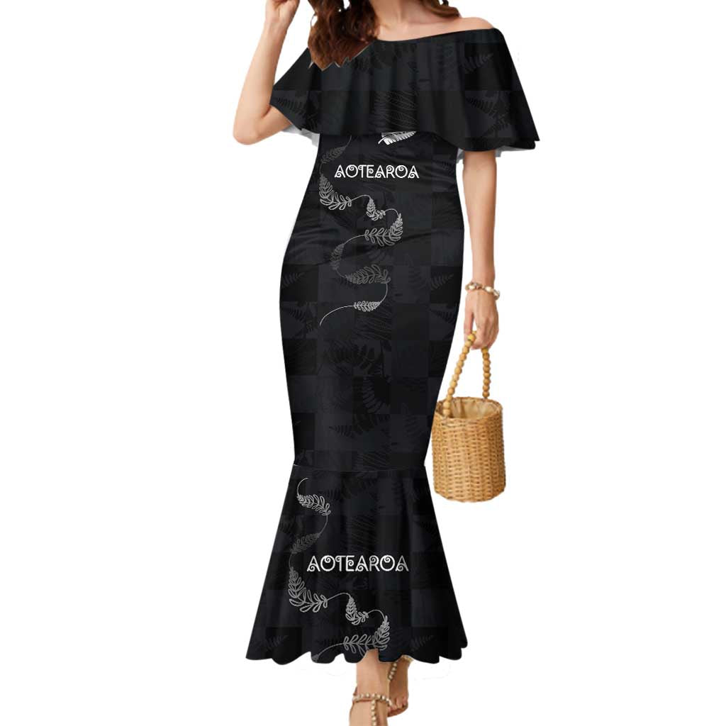 Custom New Zealand Rugby Mermaid Dress All Silver Ferns Blacks