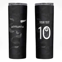 Custom New Zealand Rugby Skinny Tumbler All Silver Ferns Blacks LT03 Black - Polynesian Pride