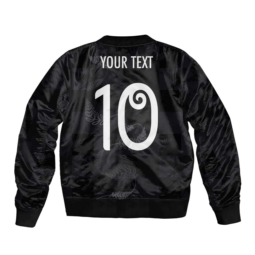 Custom New Zealand Rugby Sleeve Zip Bomber Jacket All Silver Ferns Blacks