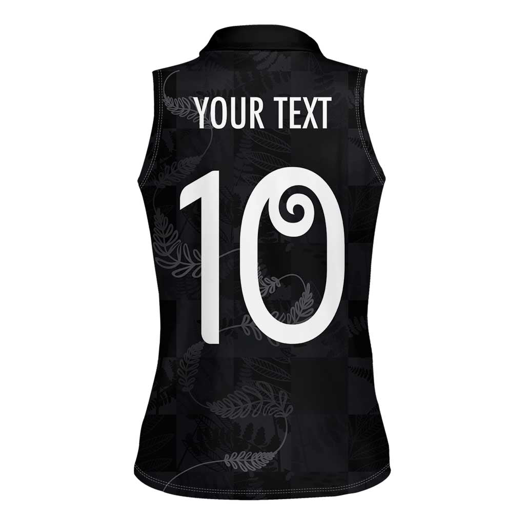 Custom New Zealand Rugby Women Sleeveless Polo Shirt All Silver Ferns Blacks LT03 - Polynesian Pride