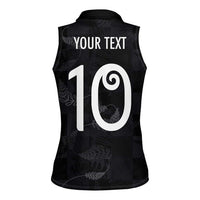 Custom New Zealand Rugby Women Sleeveless Polo Shirt All Silver Ferns Blacks LT03 - Polynesian Pride