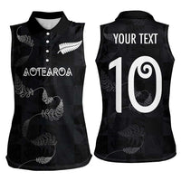 Custom New Zealand Rugby Women Sleeveless Polo Shirt All Silver Ferns Blacks LT03 - Polynesian Pride
