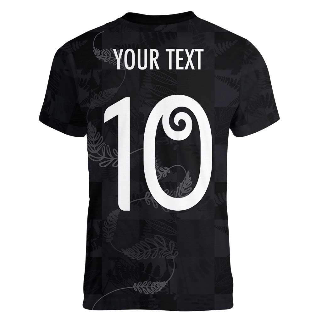 Custom New Zealand Rugby Women V-Neck T-Shirt All Silver Ferns Blacks LT03 - Polynesian Pride