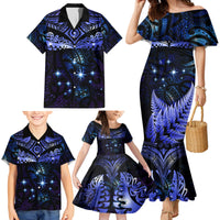 New Zealand Matariki Family Matching Mermaid Dress and Hawaiian Shirt Maori Pattern and Matariki Sky Night LT03 - Polynesian Pride