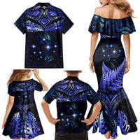 New Zealand Matariki Family Matching Mermaid Dress and Hawaiian Shirt Maori Pattern and Matariki Sky Night LT03 - Polynesian Pride
