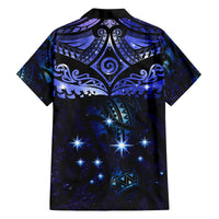 New Zealand Matariki Family Matching Off Shoulder Short Dress and Hawaiian Shirt Maori Pattern and Matariki Sky Night LT03 - Polynesian Pride