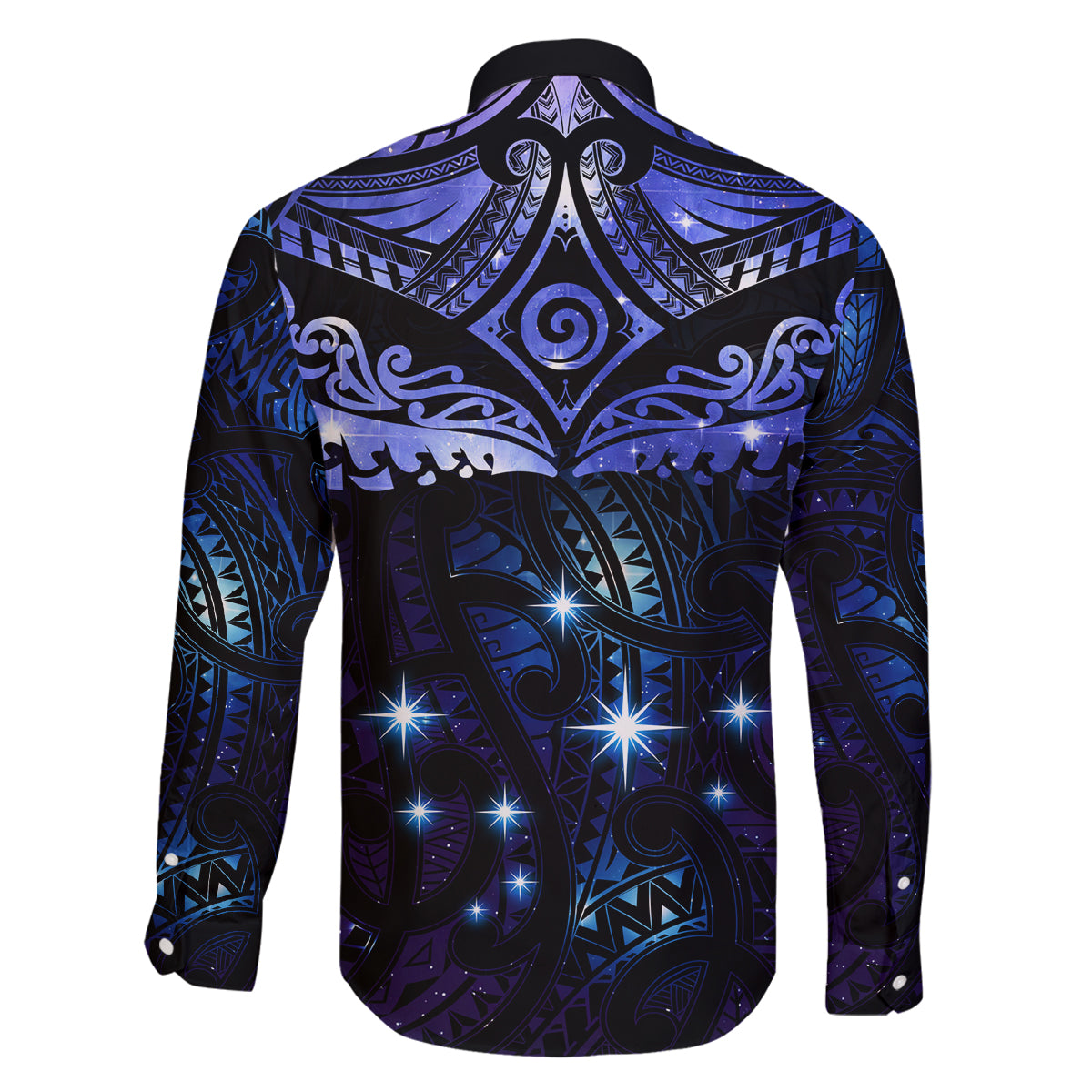 New Zealand Matariki Family Matching Off Shoulder Short Dress and Hawaiian Shirt Maori Pattern and Matariki Sky Night LT03 - Polynesian Pride