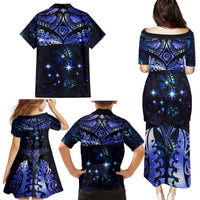 New Zealand Matariki Family Matching Puletasi and Hawaiian Shirt Maori Pattern and Matariki Sky Night LT03 - Polynesian Pride