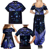 New Zealand Matariki Family Matching Summer Maxi Dress and Hawaiian Shirt Maori Pattern and Matariki Sky Night LT03 - Polynesian Pride