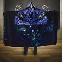 New Zealand Matariki Hooded Blanket Maori Pattern and Matariki Sky Night LT03 One Size Blue - Polynesian Pride