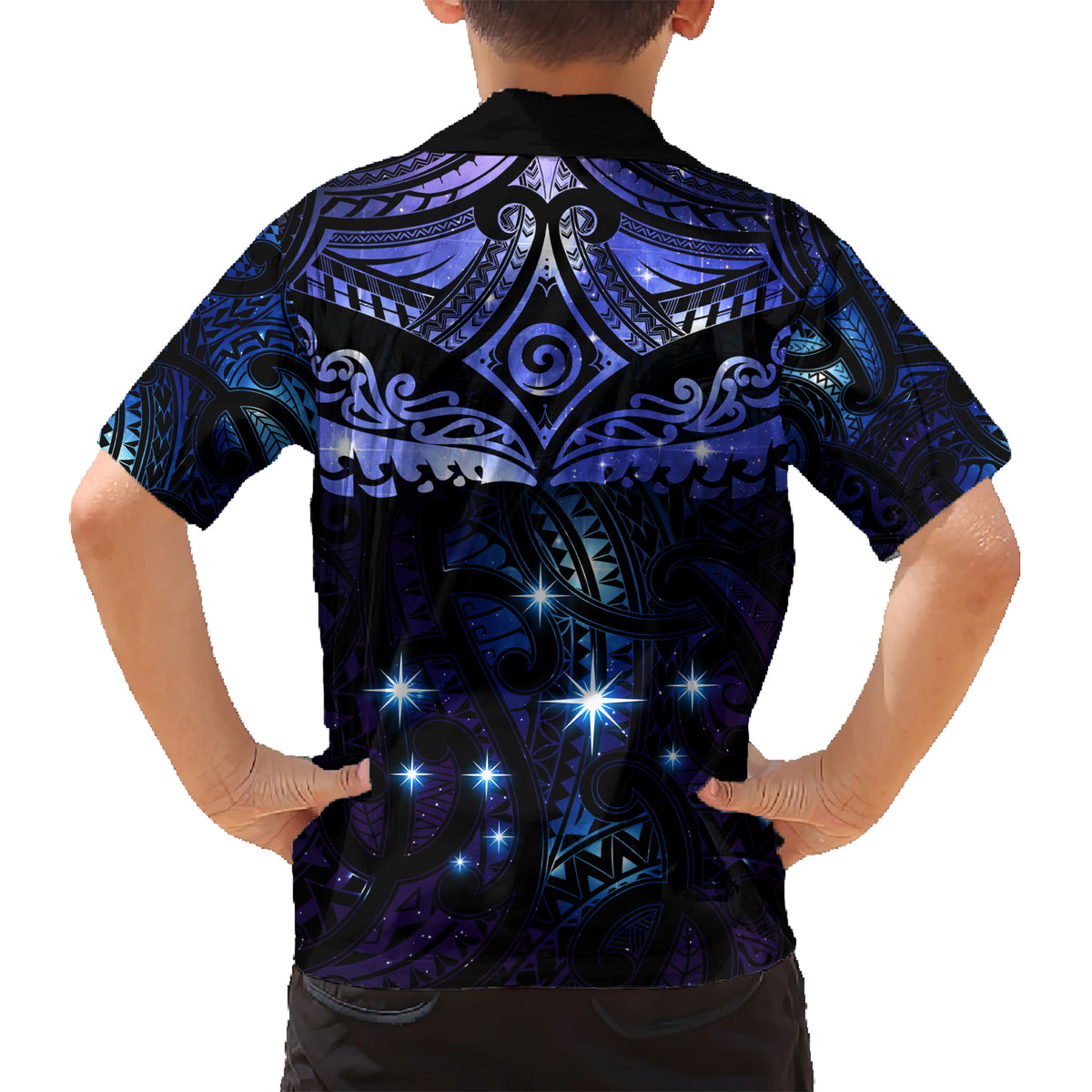 New Zealand Matariki Kid Hawaiian Shirt Maori Pattern and Matariki Sky Night LT03 - Polynesian Pride