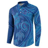 Hawaiian Turtles and Polynesian Art Tattoo Button Sweatshirt Ocean Abyss