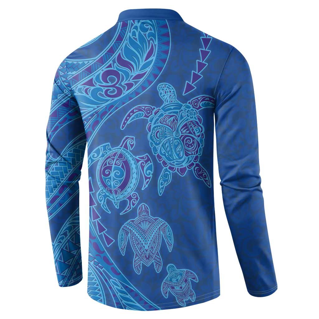 Hawaiian Turtles and Polynesian Art Tattoo Button Sweatshirt Ocean Abyss