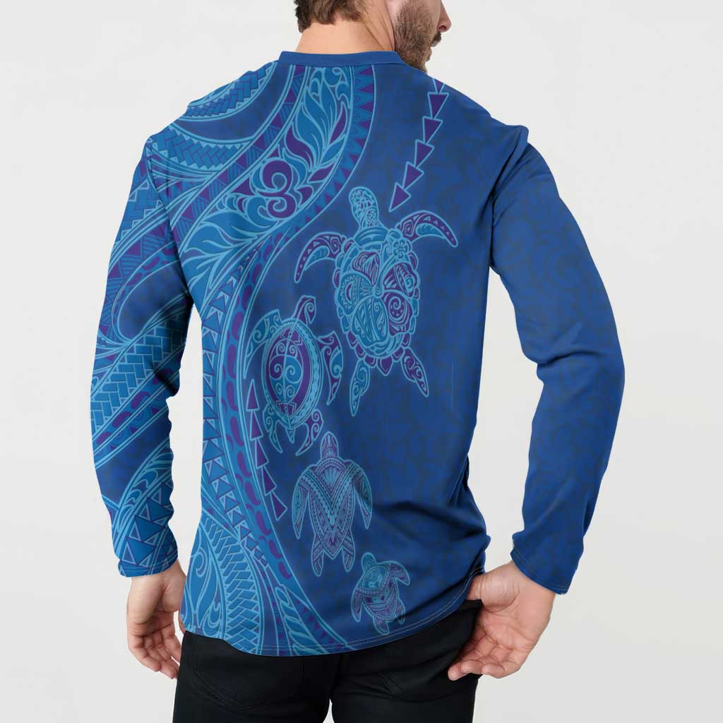Hawaiian Turtles and Polynesian Art Tattoo Button Sweatshirt Ocean Abyss