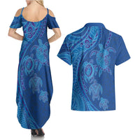 Hawaiian Turtles and Polynesian Art Tattoo Couples Matching Summer Maxi Dress and Hawaiian Shirt Ocean Abyss LT03 - Polynesian Pride