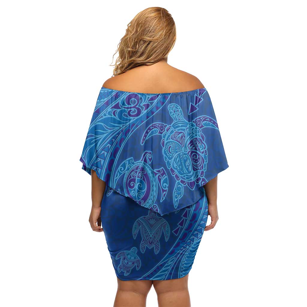 Hawaiian Turtles and Polynesian Art Tattoo Family Matching Off Shoulder Short Dress and Hawaiian Shirt Ocean Abyss LT03 - Polynesian Pride