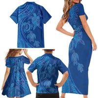 Hawaiian Turtles and Polynesian Art Tattoo Family Matching Short Sleeve Bodycon Dress and Hawaiian Shirt Ocean Abyss LT03 - Polynesian Pride