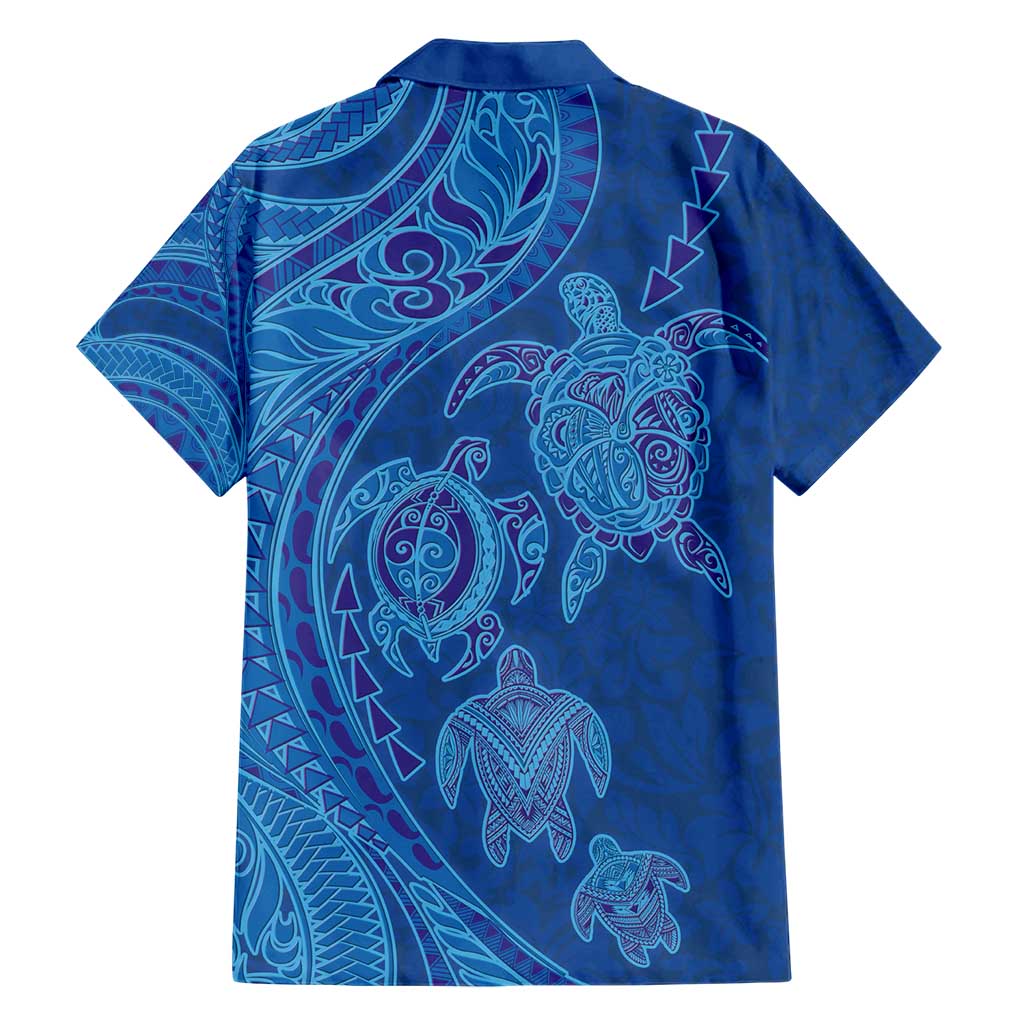 Hawaiian Turtles and Polynesian Art Tattoo Family Matching Short Sleeve Bodycon Dress and Hawaiian Shirt Ocean Abyss LT03 - Polynesian Pride