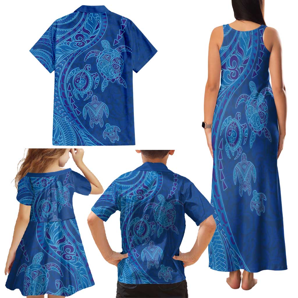 Hawaiian Turtles and Polynesian Art Tattoo Family Matching Tank Maxi Dress and Hawaiian Shirt Ocean Abyss LT03 - Polynesian Pride