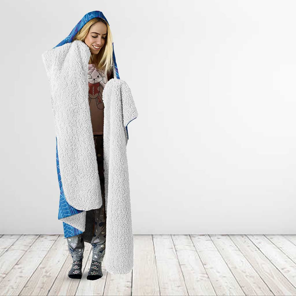 Hawaiian Turtles and Polynesian Art Tattoo Hooded Blanket Ocean Abyss