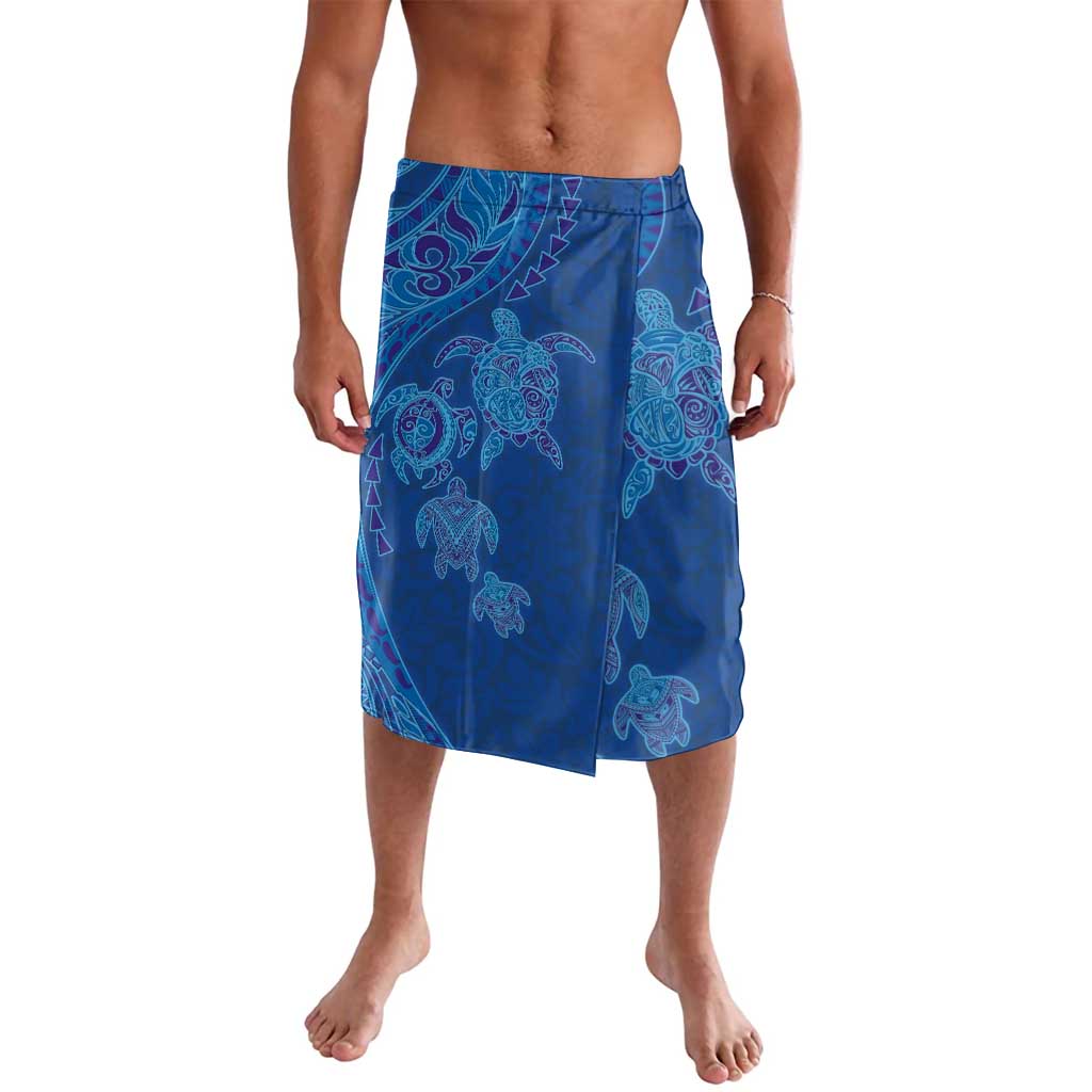 Hawaiian Turtles and Polynesian Art Tattoo Lavalava Ocean Abyss LT03 Blue - Polynesian Pride