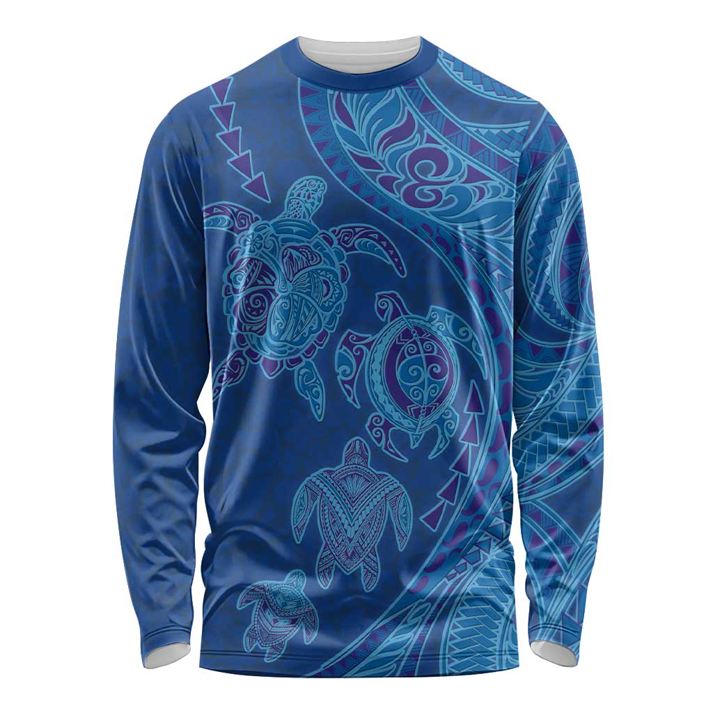 Hawaiian Turtles and Polynesian Art Tattoo Long Sleeve Shirt Ocean Abyss