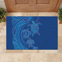 Hawaiian Turtles and Polynesian Art Tattoo Rubber Doormat Ocean Abyss LT03 Blue - Polynesian Pride