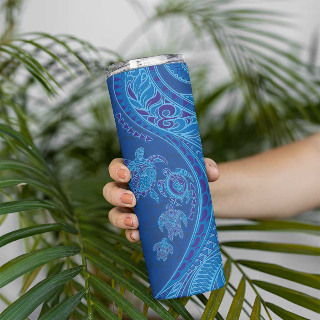 Hawaiian Turtles and Polynesian Art Tattoo Skinny Tumbler Ocean Abyss LT03 - Polynesian Pride