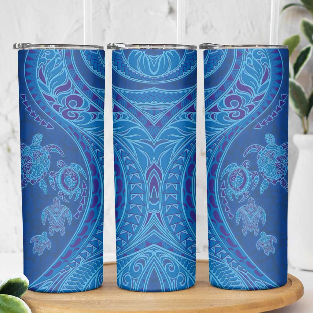 Hawaiian Turtles and Polynesian Art Tattoo Skinny Tumbler Ocean Abyss LT03 - Polynesian Pride