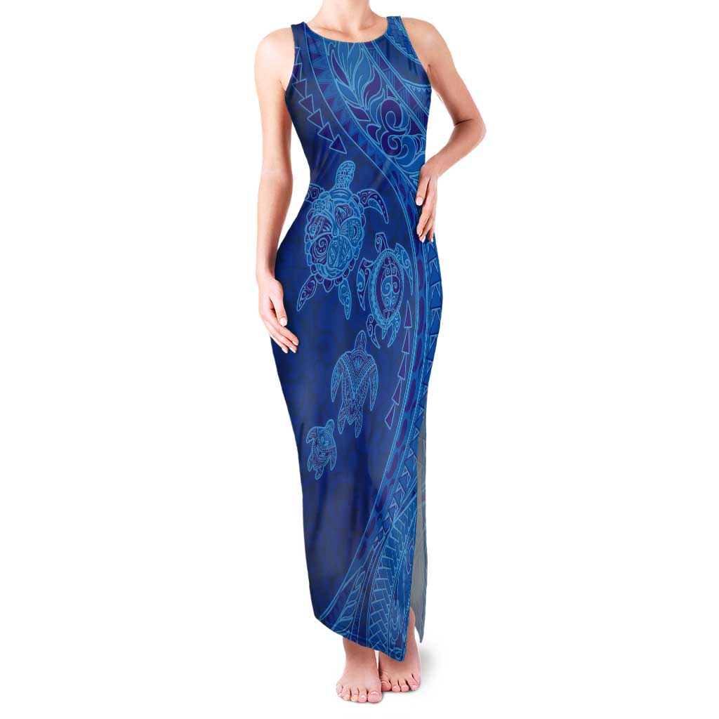 Hawaiian Turtles and Polynesian Art Tattoo Tank Maxi Dress Ocean Abyss