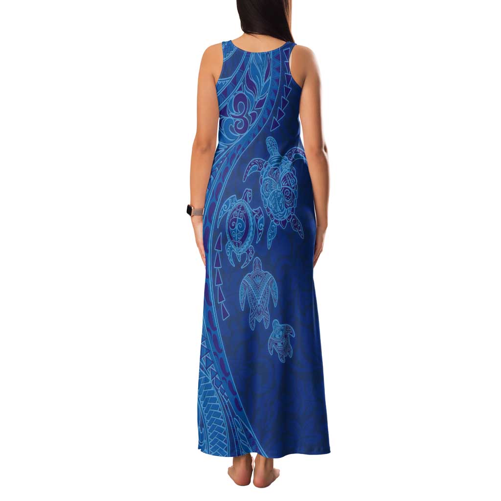Hawaiian Turtles and Polynesian Art Tattoo Tank Maxi Dress Ocean Abyss