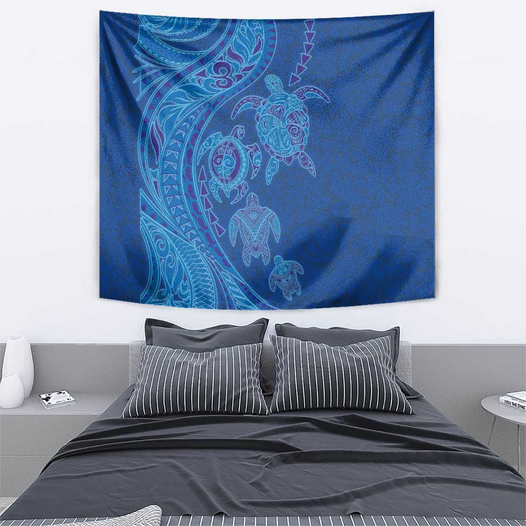 Hawaiian Turtles and Polynesian Art Tattoo Tapestry Ocean Abyss