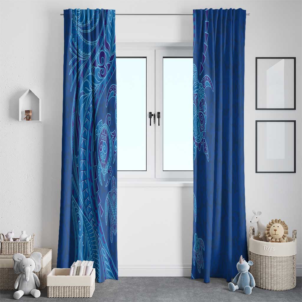 Hawaiian Turtles and Polynesian Art Tattoo Window Curtain Ocean Abyss