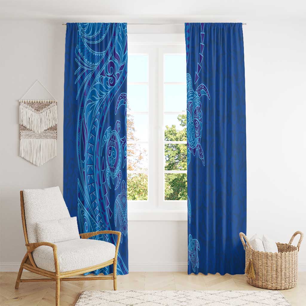 Hawaiian Turtles and Polynesian Art Tattoo Window Curtain Ocean Abyss