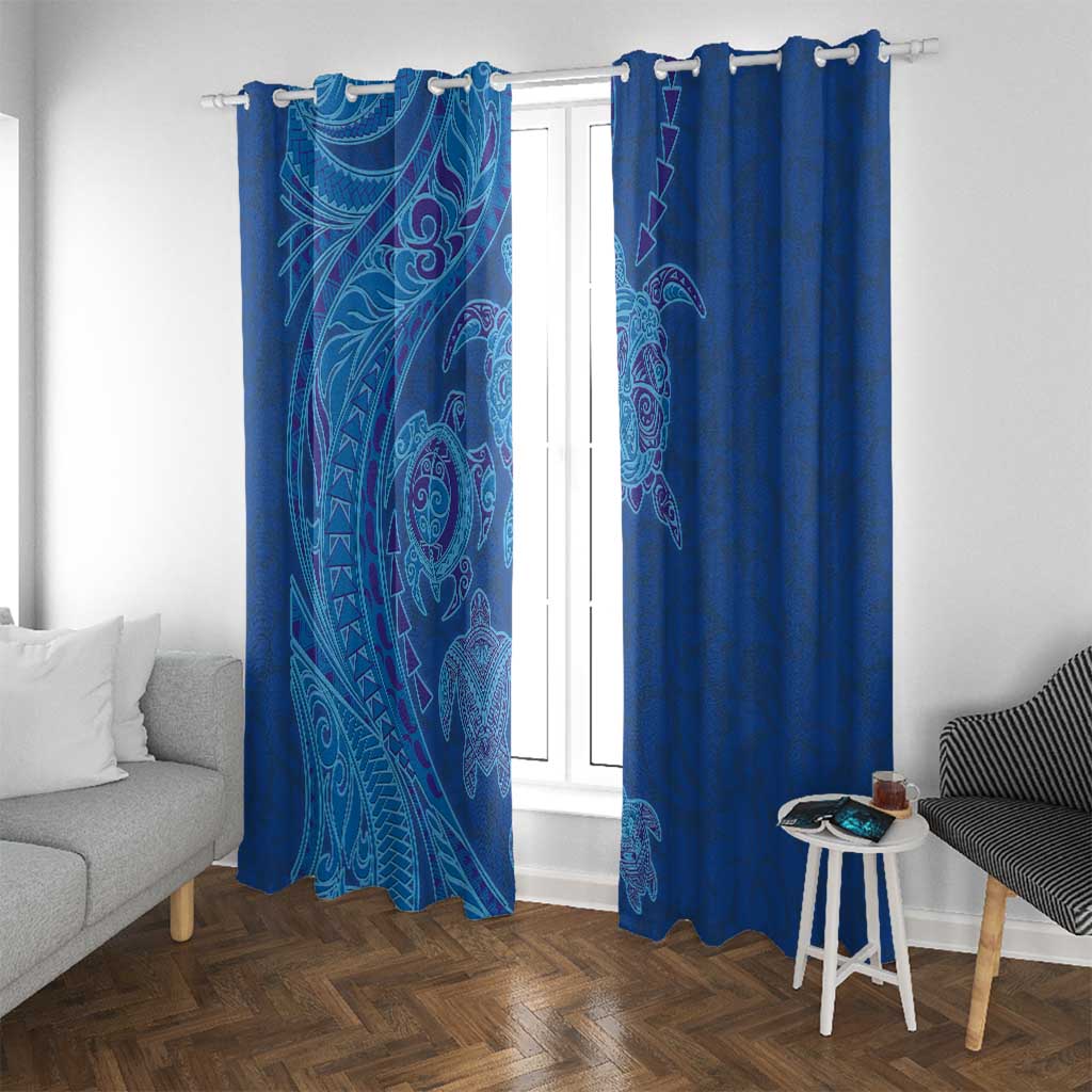 Hawaiian Turtles and Polynesian Art Tattoo Window Curtain Ocean Abyss