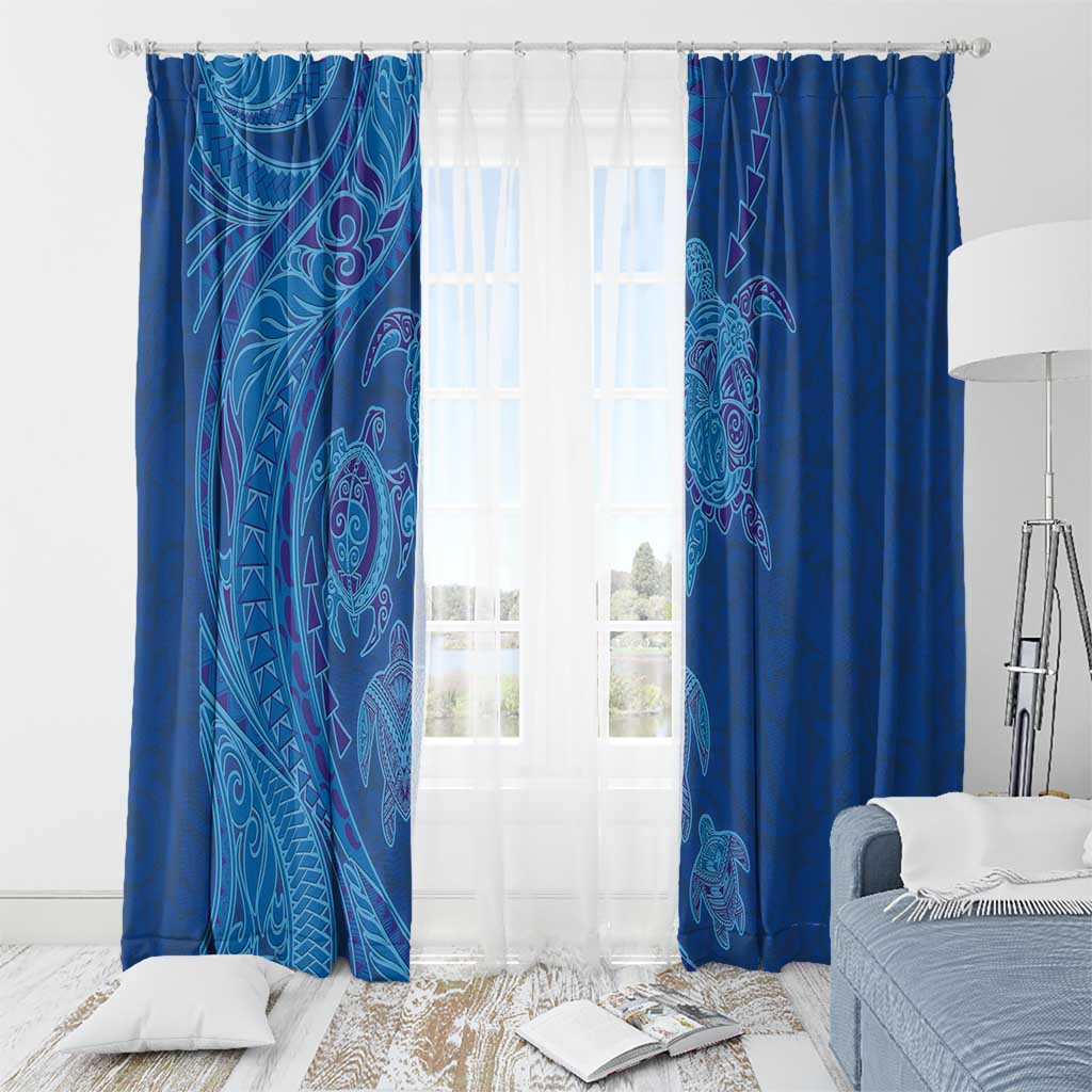 Hawaiian Turtles and Polynesian Art Tattoo Window Curtain Ocean Abyss