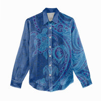 Hawaiian Turtles and Polynesian Art Tattoo Women Casual Shirt Ocean Abyss LT03 - Polynesian Pride