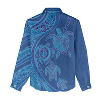 Hawaiian Turtles and Polynesian Art Tattoo Women Casual Shirt Ocean Abyss LT03 - Polynesian Pride