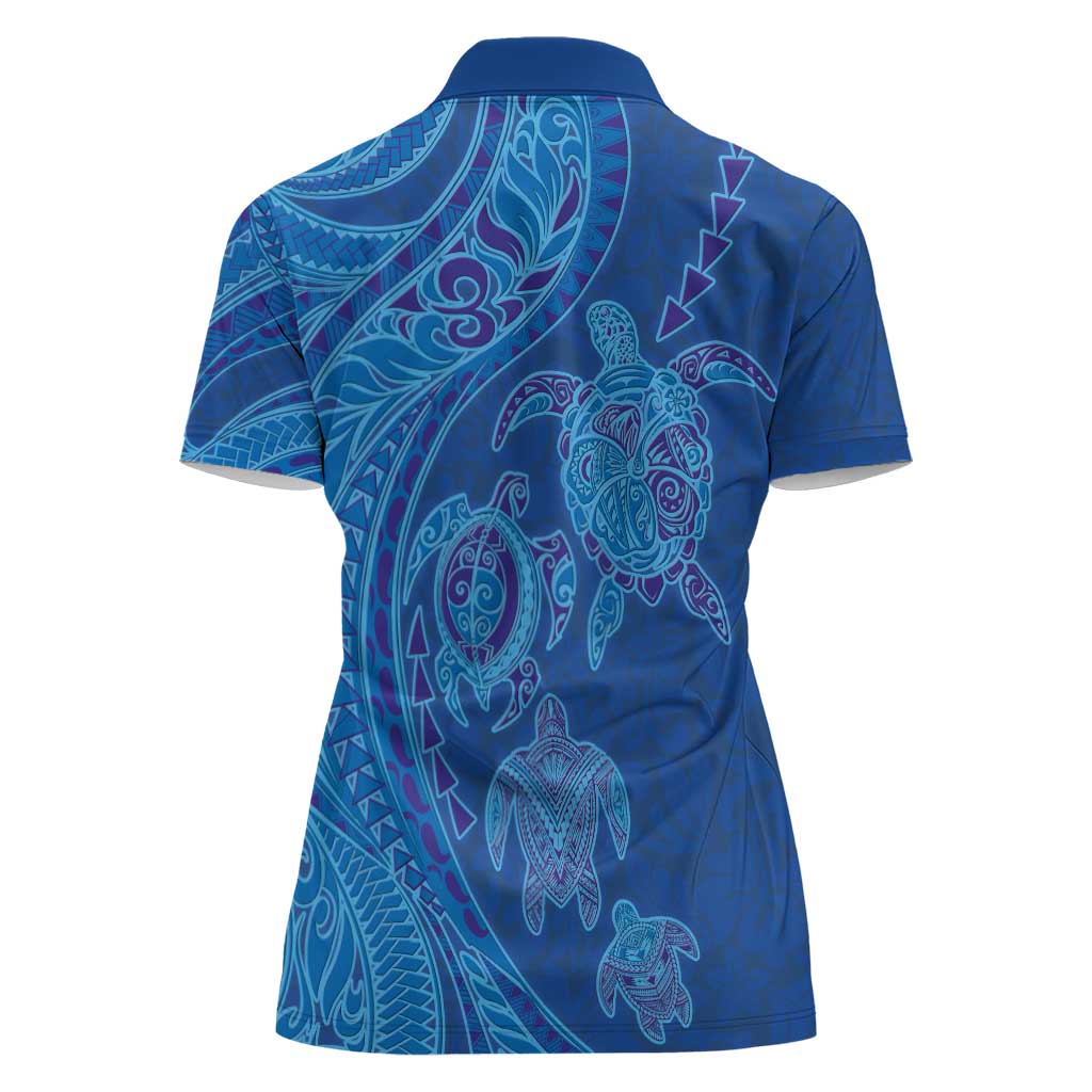 Hawaiian Turtles and Polynesian Art Tattoo Women Polo Shirt Ocean Abyss LT03 - Polynesian Pride