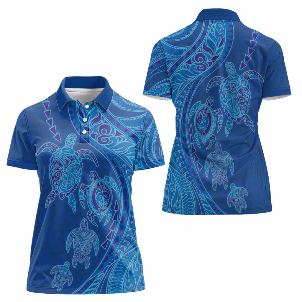 Hawaiian Turtles and Polynesian Art Tattoo Women Polo Shirt Ocean Abyss LT03 - Polynesian Pride