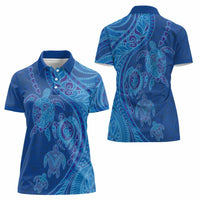 Hawaiian Turtles and Polynesian Art Tattoo Women Polo Shirt Ocean Abyss LT03 - Polynesian Pride